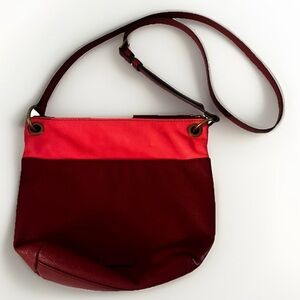 Fossil Keely Red Leather Colorblock Crossbody Bag‎ Unisex Adjustable Casual
